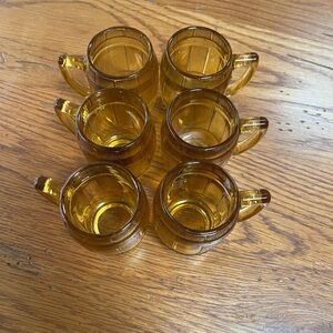 Vintage Amber Glass Mini Mugs - Set of 6